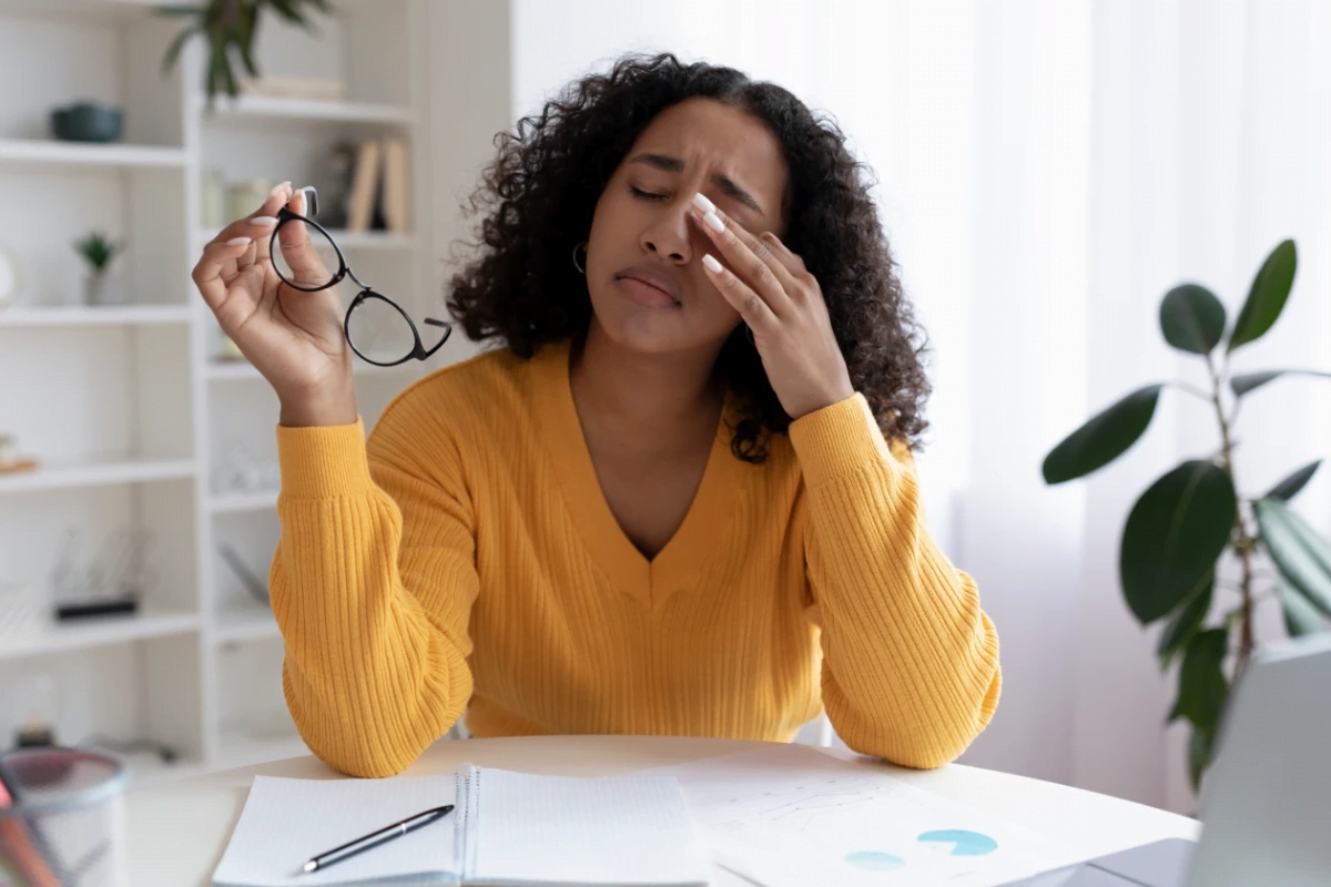 A law student is stressed by her law school studies